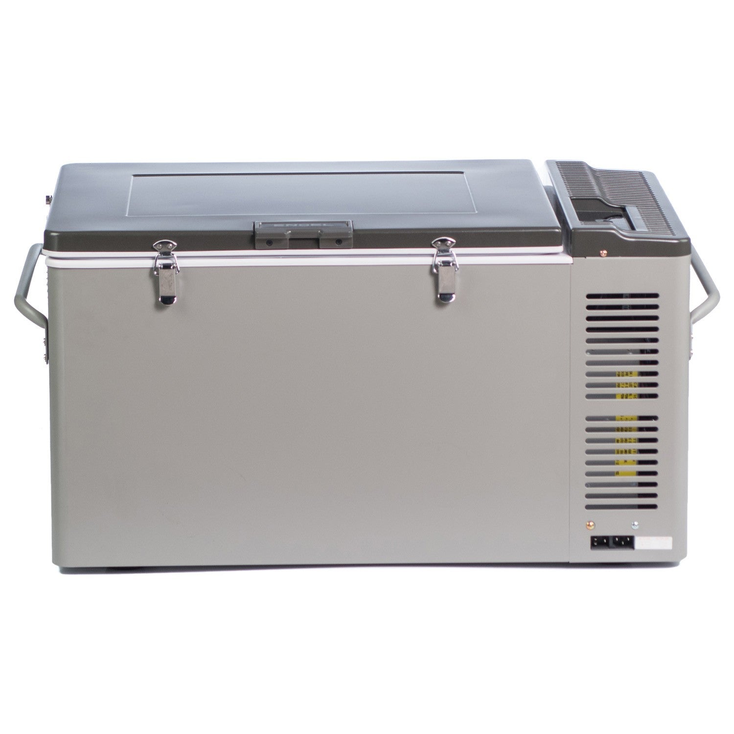 An Engel Coolers MT60 Top Opening 12/24V DC - 110/120V AC Fridge-Freezer on a white background.