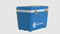 A blue cooler with the word Engel Coolers on it designed for the outdoors.